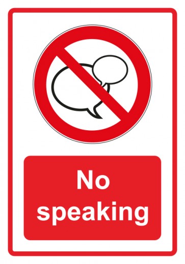 Aufkleber Verbotszeichen Piktogramm & Text englisch · No speaking · rot | stark haftend (Verbotsaufkleber)