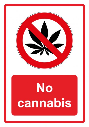 Aufkleber Verbotszeichen Piktogramm & Text englisch · No cannabis · rot (Verbotsaufkleber)