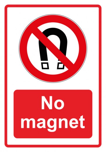 Schild Verbotszeichen Piktogramm & Text englisch · No magnet · rot | selbstklebend (Verbotsschild)