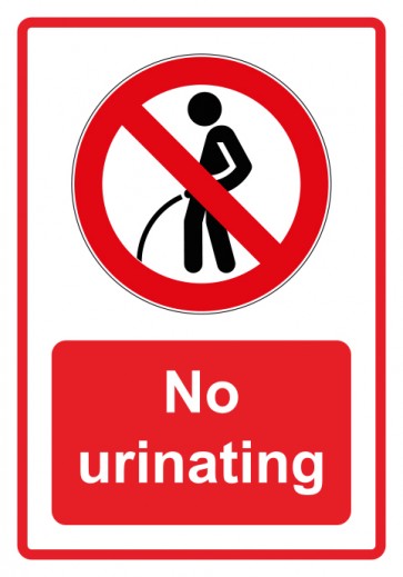Magnetschild Verbotszeichen Piktogramm & Text englisch · No urinating · rot (Verbotsschild magnetisch · Magnetfolie)