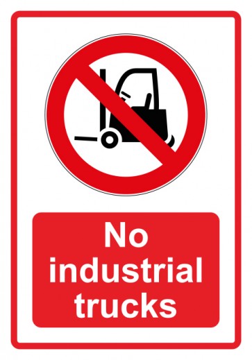 Magnetschild Verbotszeichen Piktogramm & Text englisch · No industrial trucks · rot