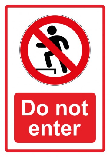 Aufkleber Verbotszeichen Piktogramm & Text englisch · Do not enter · rot | stark haftend (Verbotsaufkleber)