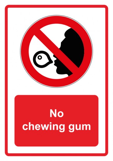Schild Verbotszeichen Piktogramm & Text englisch · No chewing gum · rot | selbstklebend (Verbotsschild)