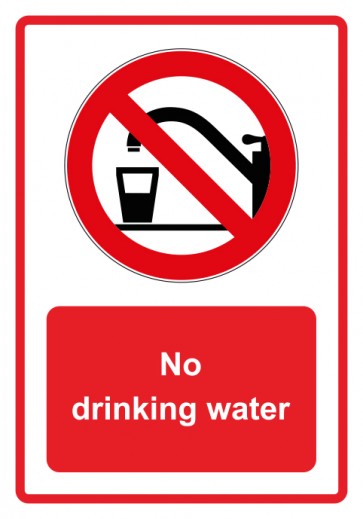 Schild Verbotszeichen Piktogramm & Text englisch · No drinking water · rot | selbstklebend (Verbotsschild)
