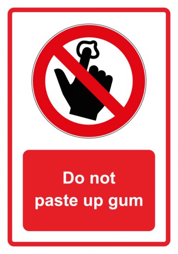 Aufkleber Verbotszeichen Piktogramm & Text englisch · Do not paste up gum · rot (Verbotsaufkleber)