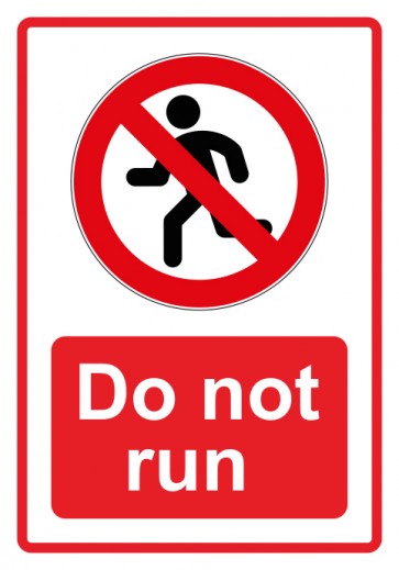 Schild Verbotszeichen Piktogramm & Text englisch · Do not run · rot (Verbotsschild)