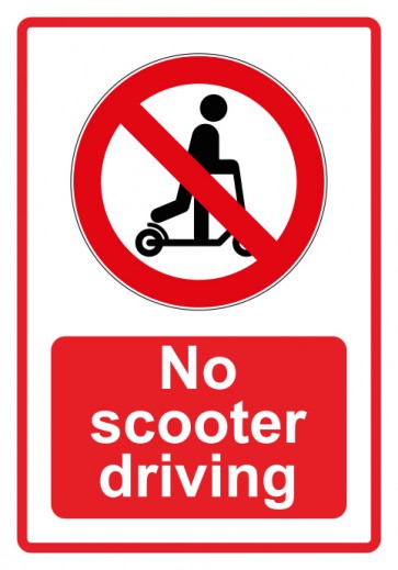 Aufkleber Verbotszeichen Piktogramm & Text englisch · No scooter driving · rot | stark haftend (Verbotsaufkleber)