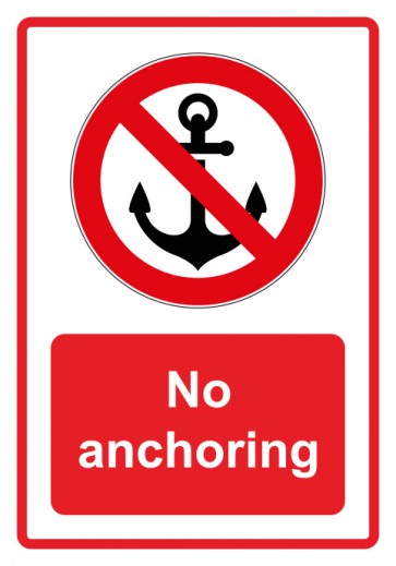 Aufkleber Verbotszeichen Piktogramm & Text englisch · No anchoring · rot | stark haftend (Verbotsaufkleber)