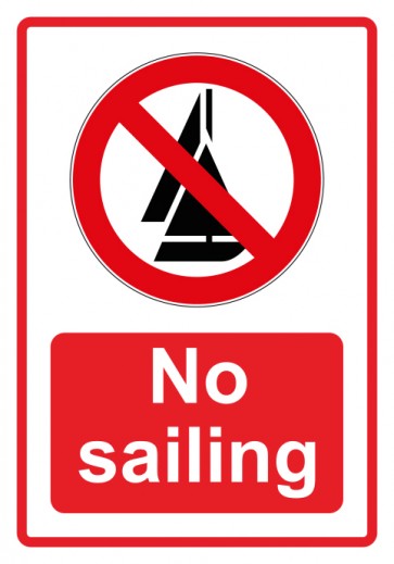 Schild Verbotszeichen Piktogramm & Text englisch · No sailing · rot | selbstklebend (Verbotsschild)
