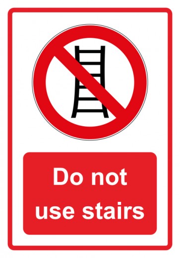 Aufkleber Verbotszeichen Piktogramm & Text englisch · Do not use stairs · rot (Verbotsaufkleber)