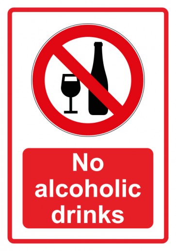 Aufkleber Verbotszeichen Piktogramm & Text englisch · No alcoholic drinks · rot (Verbotsaufkleber)
