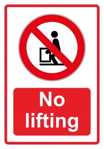 Aufkleber Verbotszeichen Piktogramm & Text englisch · No lifting · rot | stark haftend (Verbotsaufkleber)