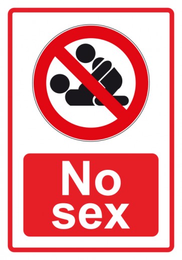 Schild Verbotszeichen Piktogramm & Text englisch · No sex · rot (Verbotsschild)