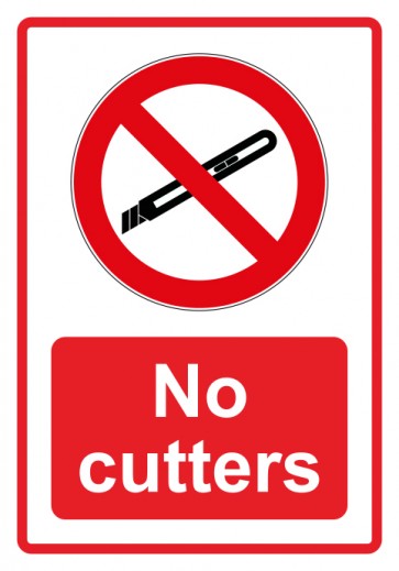 Magnetschild Verbotszeichen Piktogramm & Text englisch · No cutters · rot (Verbotsschild magnetisch · Magnetfolie)