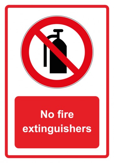 Magnetschild Verbotszeichen Piktogramm & Text englisch · No fire extinguishers · rot (Verbotsschild magnetisch · Magnetfolie)