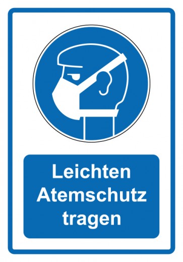 Aufkleber Gebotszeichen Piktogramm & Text deutsch · Leichten Atemschutz tragen · blau | stark haftend (Gebotsaufkleber)