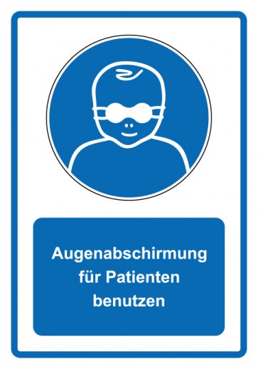 Aufkleber Gebotszeichen Piktogramm & Text deutsch · Augenabschirmung für Patienten benutzen · blau | stark haftend (Gebotsaufkleber)