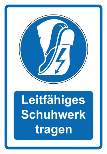 Magnetschild Gebotszeichen Piktogramm & Text deutsch · Leitfähiges Schuhwerk tragen · blau (Gebotsschild magnetisch · Magnetfolie)