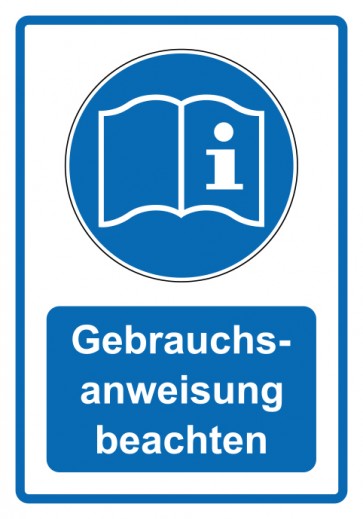 Aufkleber Gebotszeichen Piktogramm & Text deutsch · Gebrauchsanweisung beachten · blau | stark haftend (Gebotsaufkleber)