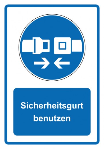 Schild Gebotszeichen Piktogramm & Text deutsch · Sicherheitsgurt benutzen · blau | selbstklebend