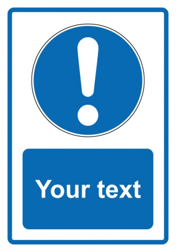 Schild Gebotszeichen Piktogramm & Text englisch · Your Text englisch · blau | selbstklebend (Gebotsschild)