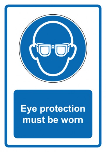 Magnetschild Gebotszeichen Piktogramm & Text englisch · Eye protection must be worn · blau (Gebotsschild magnetisch · Magnetfolie)