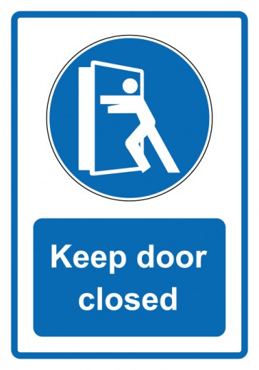 Magnetschild Gebotszeichen Piktogramm & Text englisch · Keep door closed · blau (Gebotsschild magnetisch · Magnetfolie)