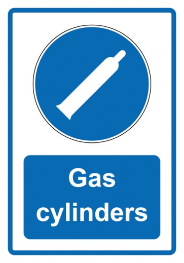 Schild Gebotszeichen Piktogramm & Text englisch · Gas cylinders · blau | selbstklebend (Gebotsschild)