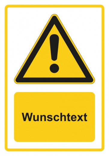 Schild Warnzeichen Piktogramm & Text deutsch · Allgemeines Warnzeichen · Wunschtext · gelb | selbstklebend