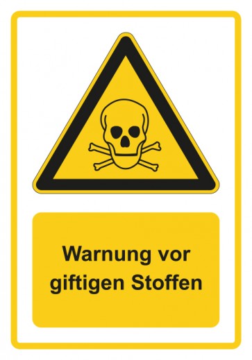 Aufkleber Warnzeichen Piktogramm & Text deutsch · Warnung vor giftigen Stoffen · gelb