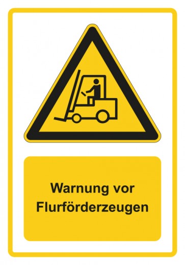 Aufkleber Warnzeichen Piktogramm & Text deutsch · Warnung vor Flurförderzeugen · gelb | stark haftend