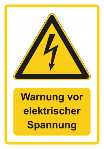 Schild Warnzeichen Piktogramm & Text deutsch · Warnung vor elektrischer Spannung · gelb | selbstklebend