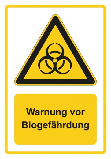 Aufkleber Warnzeichen Piktogramm & Text deutsch · Warnung vor Biogefährdung · gelb