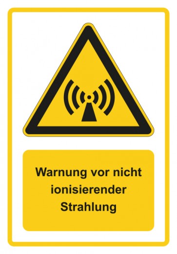 Schild Warnzeichen Piktogramm & Text deutsch · Warnung vor nicht ionisierender Strahlung · gelb