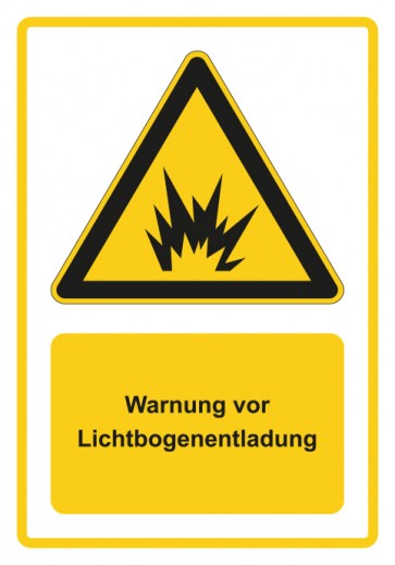 Schild Warnzeichen Piktogramm & Text deutsch · Warnung vor Lichtbogenentladung · gelb