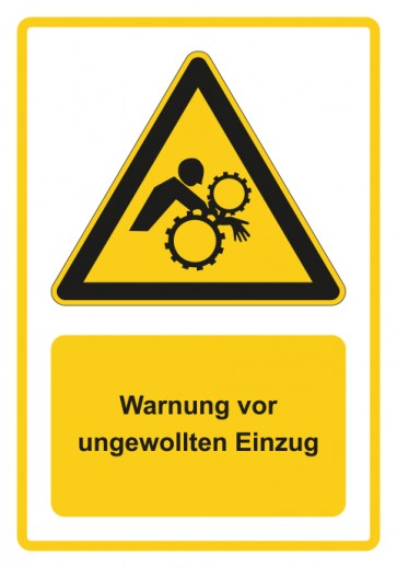Schild Warnzeichen Piktogramm & Text deutsch · Warnung vor ungewollten Einzug · gelb | selbstklebend