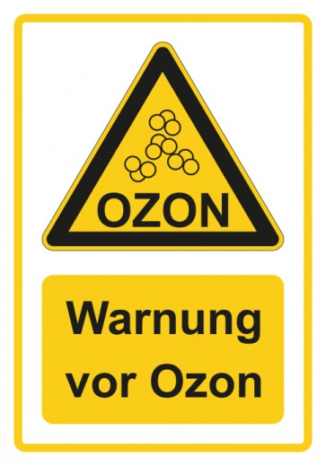 Magnetschild Warnzeichen Piktogramm & Text deutsch · Warnung vor Ozon · gelb