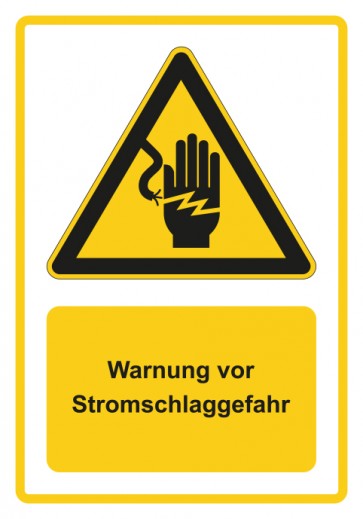 Aufkleber Warnzeichen Piktogramm & Text deutsch · Warnung vor Stromschlaggefahr · gelb | stark haftend