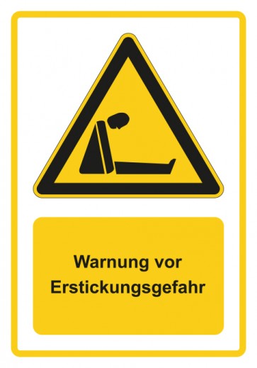 Schild Warnzeichen Piktogramm & Text deutsch · Warnung vor Erstickungsgefahr · gelb | selbstklebend