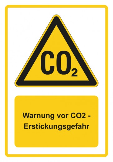 Schild Warnzeichen Piktogramm & Text deutsch · Warnung vor CO2 - Erstickungsgefahr · gelb | selbstklebend