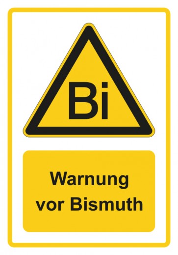 Schild Warnzeichen Piktogramm & Text deutsch · Warnung vor Bismuth · gelb | selbstklebend