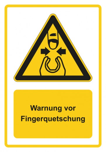 Aufkleber Warnzeichen Piktogramm & Text deutsch · Warnung vor Fingerquetschung · gelb