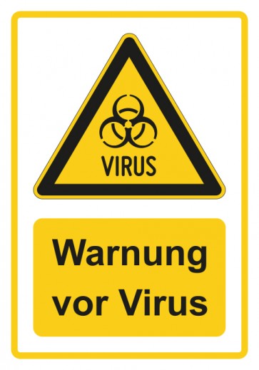 Schild Warnzeichen Piktogramm & Text deutsch · Warnung vor Virus · gelb | selbstklebend