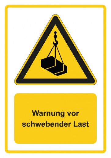 Magnetschild Warnzeichen Piktogramm & Text deutsch · Warnung vor schwebender Last - neu · gelb