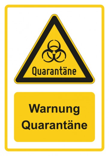 Schild Warnzeichen Piktogramm & Text deutsch · Warnung Quarantäne · gelb | selbstklebend