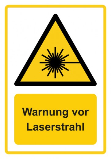 Schild Warnzeichen Piktogramm & Text deutsch · Warnung vor Laserstrahl · ISO_7010_W004 · gelb