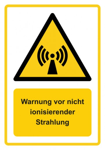 Schild Warnzeichen Piktogramm & Text deutsch · Warnung vor nicht ionisierender Strahlung · ISO_7010_W005 · gelb | selbstklebend