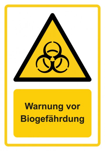 Schild Warnzeichen Piktogramm & Text deutsch · Warnung vor Biogefährdung · ISO_7010_W009 · gelb