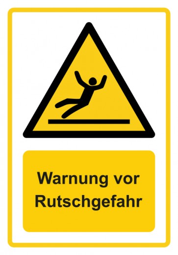 Schild Warnzeichen Piktogramm & Text deutsch · Warnung vor Rutschgefahr · ISO_7010_W011 · gelb | selbstklebend