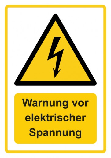 Schild Warnzeichen Piktogramm & Text deutsch · Warnung vor elektrischer Spannung · ISO_7010_W012 · gelb | selbstklebend